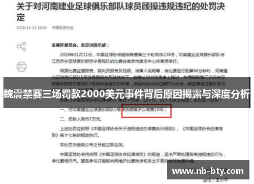 魏震禁赛三场罚款2000美元事件背后原因揭露与深度分析